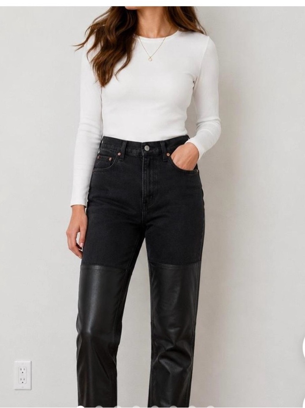 Abercrombie & Fitch High-Rise Black Mixed-Material Jeans NWOT 27/4 never worn!